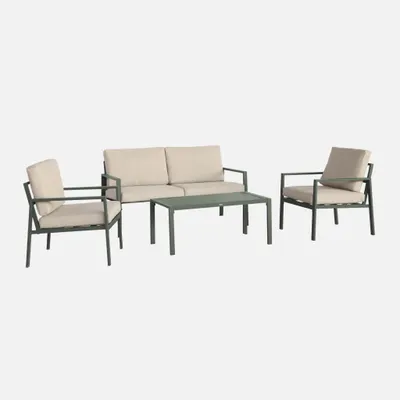 Produktbild von sweeek - Aluminium-Gartenmöbelset für 4 Personen - Khaki