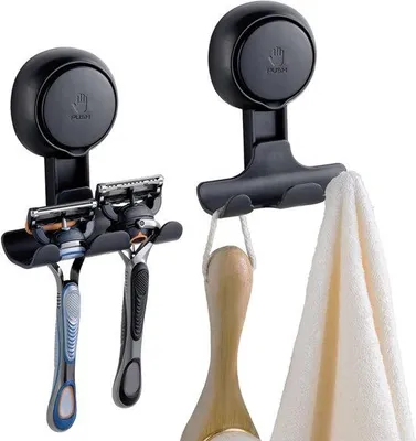 Produktbild von Schwarz Scheermesetafel ohne Bohren mit Saugnapf Wandhalter für Rasiermesser und Zubehör