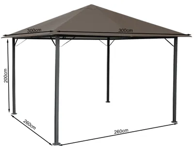 Produktbild von Metall Garten Pavillon Nizza 3x3m Antik Partyzelt Taupe / Beigegrau RAL 7006