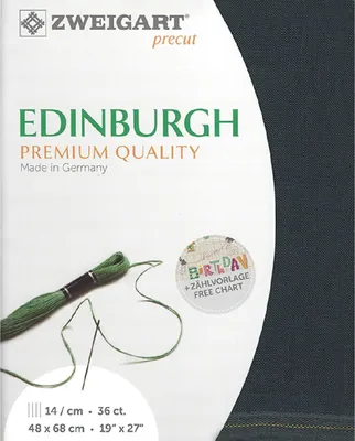 Produktbild von Zählstoff EDINBURGH Zweigart Precut 35 ct. 3217 Farbe 7026 antrazit, Handarbeitsstoff aus 100% Leinen für Stickerei 48x68 cm