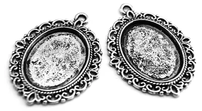 Produktbild von Vintageparts Cabochon-Fassung Metalllegierung Antik-Silber 25x18 mm, 2 Stück
