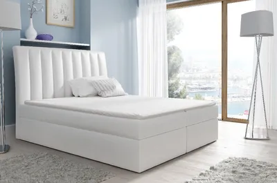 Produktbild von Kontinentales Bett Kaspis aus weißem  200 x 200 + Gratis-Topper