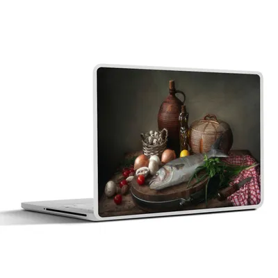 Produktbild von MuchoWow® Laptop Aufkleber Sticker Cover Rustikal - Fisch - Stilleben - Gemüse - Kräuter 30x22 cm - Laptop-Sticker