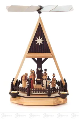 Produktbild von Pyramide mit Christi Geburt, für Kerzen d=14mm Breite x Höhe x Tiefe 19,5 cmx32 cmx19 cm NEU