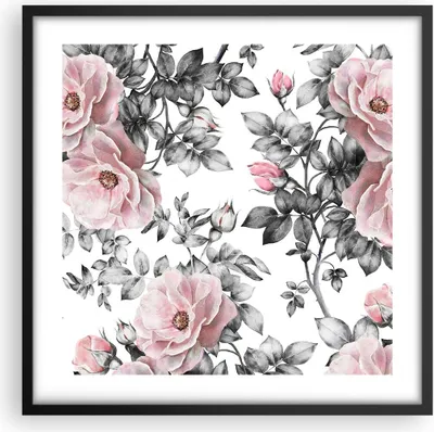 Produktbild von Gerahmtes Poster - Schwarzer Rahmen - Blumen Blätter Pflanze Rose - 50x50 cm - Wand Bild - Wanddeko - Wandbilder - Wandposter - Bilderrahmen - Bilder - Kunstdruck - Wandbild - P2BAC50x50-2952