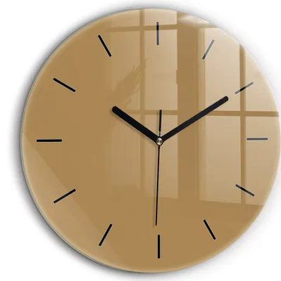 Produktbild von Wallfluent Große Wanduhr – Stilles Quarzuhrwerk - Uhr Dekoration Wohnzimmer Schlafzimmer Küche - Zifferblatt mit Striche - schwarze Zeiger - 60 cm - Beige