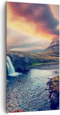 Produktbild von Bild auf Leinwand - Leinwandbild - Einteilig - Wasserfall Himmel Berg - 65x120cm - Wand Bild - Wanddeko - Wandbilder - Leinwanddruck - Bilder - Wanddekoration - Leinwand bilder - PA65x120-5111