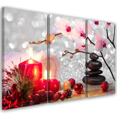 Produktbild von Triptychon auf leinwand religiös - rosa 120x80 cm Feeby rosa wandbild bereit zum aufhängen