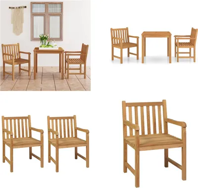 Produktbild von vidaXL 3 tlg. Garten Essgruppe Massivholz Teak - Garten Essgruppe - Outdoor Essgruppe - Essgruppe - Essgruppen