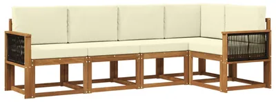 Produktbild von vidaXL Outdoor-Sofagarnitur 5 pcs Natur und Creme Polyester