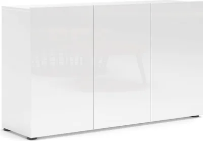 Image de Amelyah - Buffet, 135x38x79h cm Blanc Brillant, 2 Étagères Italy