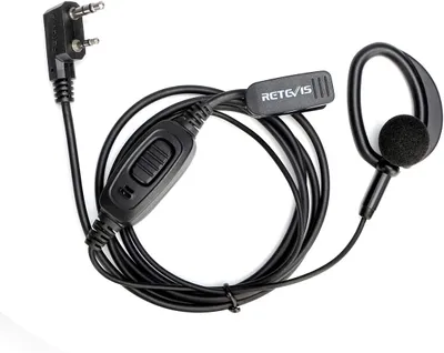 Produktbild von Retevis Funkgerät Headset 2 Pin, D-förmiger Funksprechhörer Kompatibel RT24 RT15 RT668 (1 Stück)
