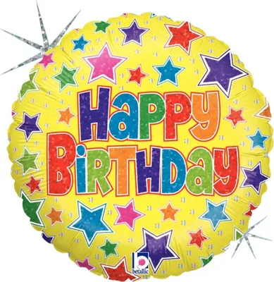 Produktbild von 18"/Ø46cm Folienballon "Happy Birthday" Stars Holo