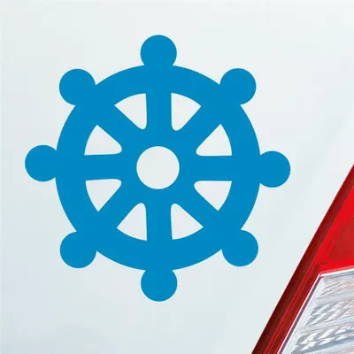 Produktbild von Auto Aufkleber Dharmachakra Buddha Rad Zeichen 10x10 cm Hellblau Sticker Heckscheibenaufkleber