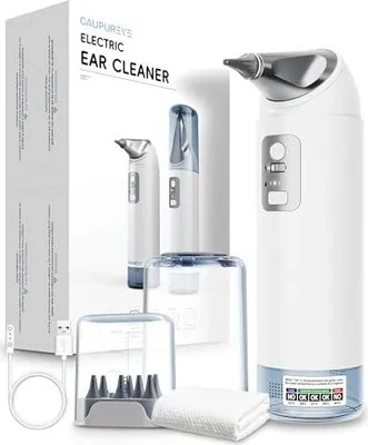 Produktbild von Caupureye Elektrischer Ohrenreiniger, 360° Ohrenschmalz Entferner mit 4 Druckmodi, Ohrdusche erwachsene 8 Ersatzspitzen, 2 Arten von Strahldüsen,