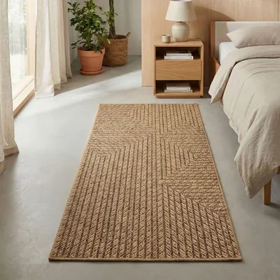 Immagine prodotto di Carpetsale24 Tappeto Interno Esterno Impermeabile Look Naturale Juta Ideale per Soggiorno Cucina Terrazza e Balcone, Dimensioni: 80x150 cm