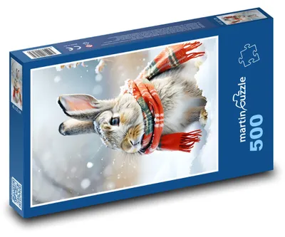 Zdjęcie produktu dla Puzzle 500 Królik z zimowym szalem - martinpuzzle
