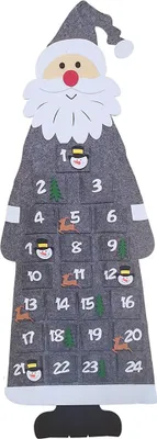 Produktbild von Weihnachts-Adventskalender, Weihnachts-Adventskalender aus Filz mit 24 Taschen, für Weihnachtsdekoration und Geschenk(grau)