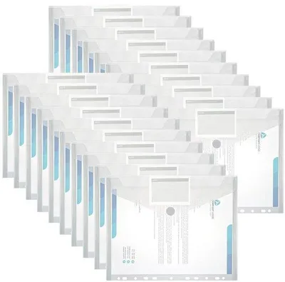 Produktbild von Transpapieren documenthouder A4, klittenbandsluiting, labelvak, 20 stuks, met gatenrand, voor documentorganisatie.
