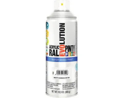 Obrázek produktu pro Barva ve spreji PINTYPLUS EVO vodní báze 400ml M199 bezbarvý lak matný
