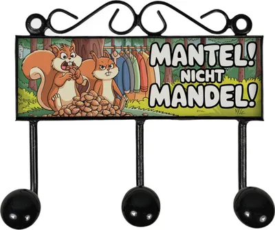 Produktbild von Eichhörnchen Kleiderhaken Leiste mit 3 Haken - MANTEL! Nicht Mandel!