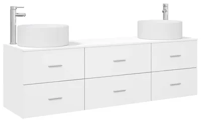Produktbild von vidaXL Badezimmermöbel-Set 3 stk. Weiß 49,5 x 44,5 x 65,5 cm