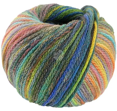 Produktbild von Lana Grossa - Cool Merino Color 0311 grün gelb blau petrol dunkeloliv ocker flieder pink