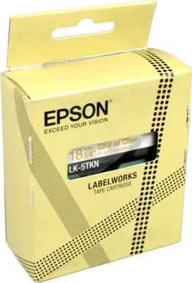 Produktbild von Epson Metallic Tape – Clear/Gold 18mm(9m) – LK-5TKN, Gold, Transparent, Thermal Inkjet, Glanz, LabelWorks LW-C410, 1,8 cm, 1 Stück(e)