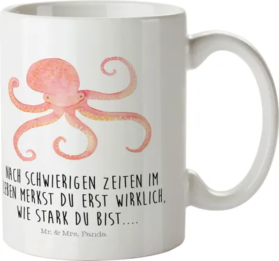 Produktbild von Mr. & Mrs. Panda Plastikbecher Tintenfisch - Weiß - Geschenk, Trinklernbecher, Pott, Meerestier, Camping Tasse, Kindergarten, Krake, Kinderbecher, Lustige Sprüche, Ozean