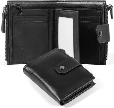 Zdjęcie produktu dla Portfel męski, skórzany portfel męski 16 w 1, etui na karty kredytowe z blokadą RFID, podwójny portfel z przegródką na monety zapinaną na zamek