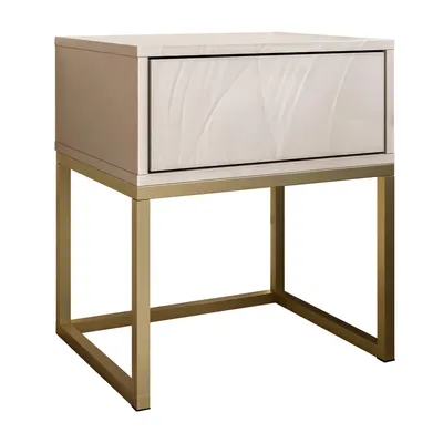 Produktbild von Nachttisch BLANCO KASZMIR auf einem mattgoldenen Gestell
