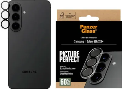 Zdjęcie produktu dla PanzerGlass ® PicturePerfect Camera Lens Protector Samsung Galaxy S26 | S26+, Samsung, Samsung - Galaxy S26, Samsung - Galaxy S26+, Aplikacja na sucho, Odporny na zadrapania, Odporny na wstrząsy, Przezroczysty, 1 szt.