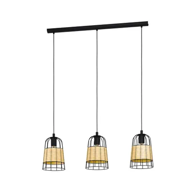 Image de Eglo 43313 ANWICK E27 triple suspension 880x180mm noir naturel