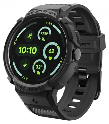 Produktbild von Spigen Rugged Armor Pro + Stand, Watch case, Google, Pixel Watch 4 (41mm) Case, Thermoplastische Polyurethane (TPU), Schwarz, 1 Stück(e)