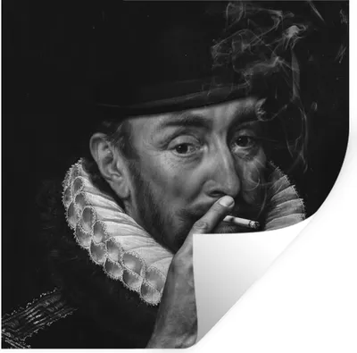 Produktbild von MuchoWow® Wandtattoo Wandsticker Wandaufkleber Porträt von Wilhelm I. - Adriaen Thomasz - Schwarz und Weiß 100x100 cm Selbstklebend und Repositionierbar - Wierderverwendbar - Selbstklebend