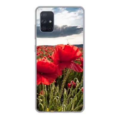Produktbild von MuchoWow® Handyhülle Schutzhülle Hülle für Samsung Galaxy A71 Mohnblumen vor einem dramatischen, stürmischen Himmel Silikon Softcase Handy Hülle - Kartenbesitzer