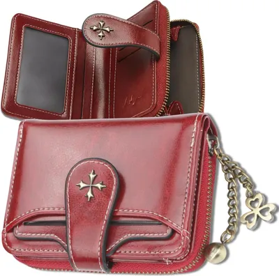 Produktbild von Klassische kleine Damen Geldbörse Retro rot elegant Stil