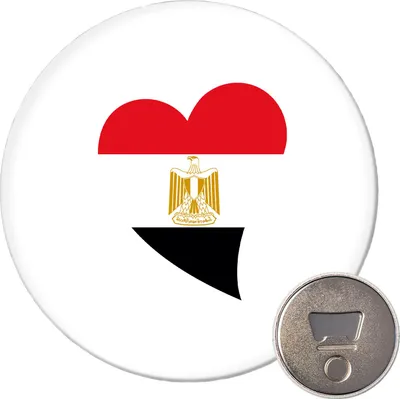 Produktbild von Huuraa Magnet Ägypten Flagge Herz 59mm Kühlschrankmagnet rund Flaschenöffner Geschenkidee