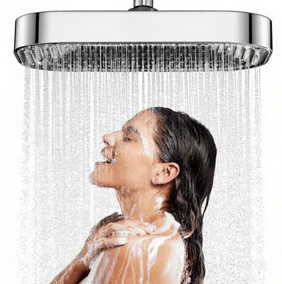 Produktbild von Regendusche Duschkopf 13 Zoll Chrom mit Flüssigsilikondüsen 360° verstellbar