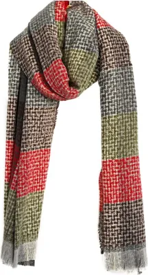 Produktbild von Damen-Schal mit Cashmere-Touch - Modeschal mit Karomuster 70x200 cm mit Fransen Rot/Grün