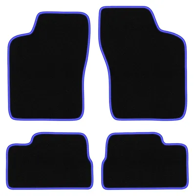 Produktbild von Fußmatten Automatten Velours Schwarz/Blau für Opel Ascona C 1981-1988 Set 4-tlg