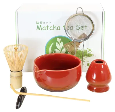 Produktbild von Matcha-Set Premium, 7-teilig – Matcha-Pulver – Bambus-Matcha-Schneebesen – Matcha-Löffel – Matcha-Sieb – Keramischer Ständer – Teeset
