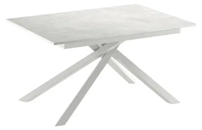 Obrázok produktu pre Pulse 25: Rozťahovací, moderný stôl s matne bielej melamíновой dosky a bielej kovovej konštrukcie – 140–190 x 90 cm
