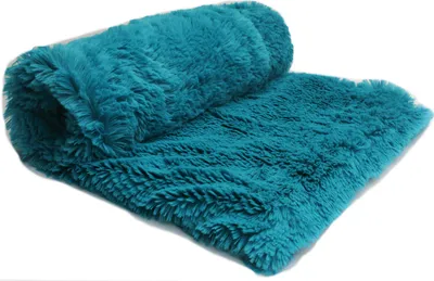 Produktbild von Gestrickte Minky Haar, Zottelig, Shaggy (18 mm) Türkis 50x160 cm