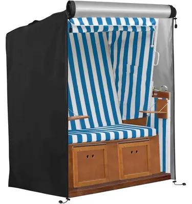 Produktbild von Strandkorb Schutzhülle Winterfest 420D Oxford 120x90x155/140cm Schwarz Wasserdicht Reißfest UV Beständig Winddicht