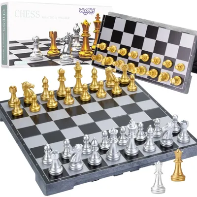 Produktbild von Woopie tragbares magnetisches Schachspiel Gold Silber