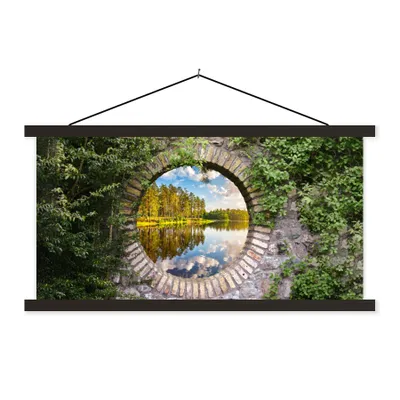 Produktbild von MuchoWow® Textilposter Bäume - Wasser - Aussicht 120x60 cm mit schwarzem Rahmen - Dekoration Schlafzimmer