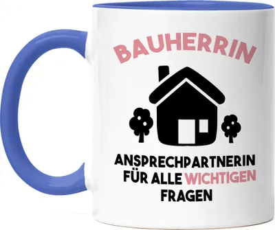 Produktbild von Bauherrin Tasse Blau Richtfest Hausbau Häuslebauer Geschenk Einzug Eigenheim Lustig Spruch
