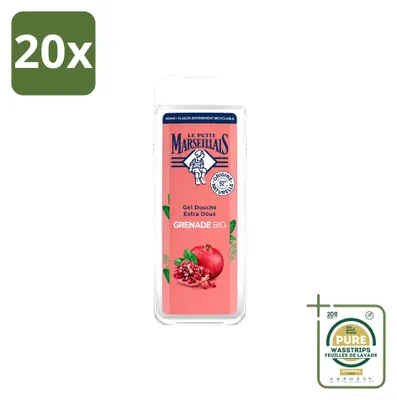 Productafbeelding van 20 x Le Petit Marseillais Biologisch Granaatappel Douchegel - 400 ml - Voordeelverpakking - 20 stuks