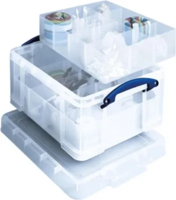 Produktbild von Really Useful Box - Box Aufbewahrungsbox 21 l, mit 2 Einlegeböden, transparent